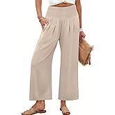 ANRABESS Womens Pants Wide Leg High Waisted Palazzo Pants Summer Flowy Beach Lounge Casual Trousers with Pockets