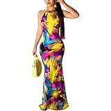 Amazon.com: SheIn - maxivestido de noche para mujer, vestido de noche para  fiesta con tirantes delgados, espalda descubierta, para verano : Ropa,  Zapatos y Joyería