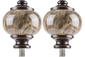 KAMANINA Marbled Replacement Finials for 1 or 7/8 Inch Bronze Curtain Rods, M6 Screw Drapery Rod Finials, Set of two