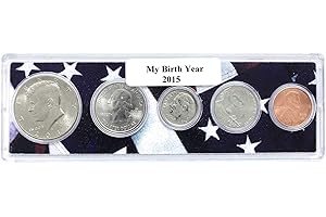CNDONS 2015 5 Coin Birth Year Set in American Flag Holder Mint State