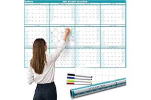 32" x 48" Exellewis 2026 Wall Calendar Erasable, Wet & Dry Erase Large Laminated Annual Yearly Planner - 12 Month Horizontal/Vertical Calendar January to December for Easy Planning, Organizing