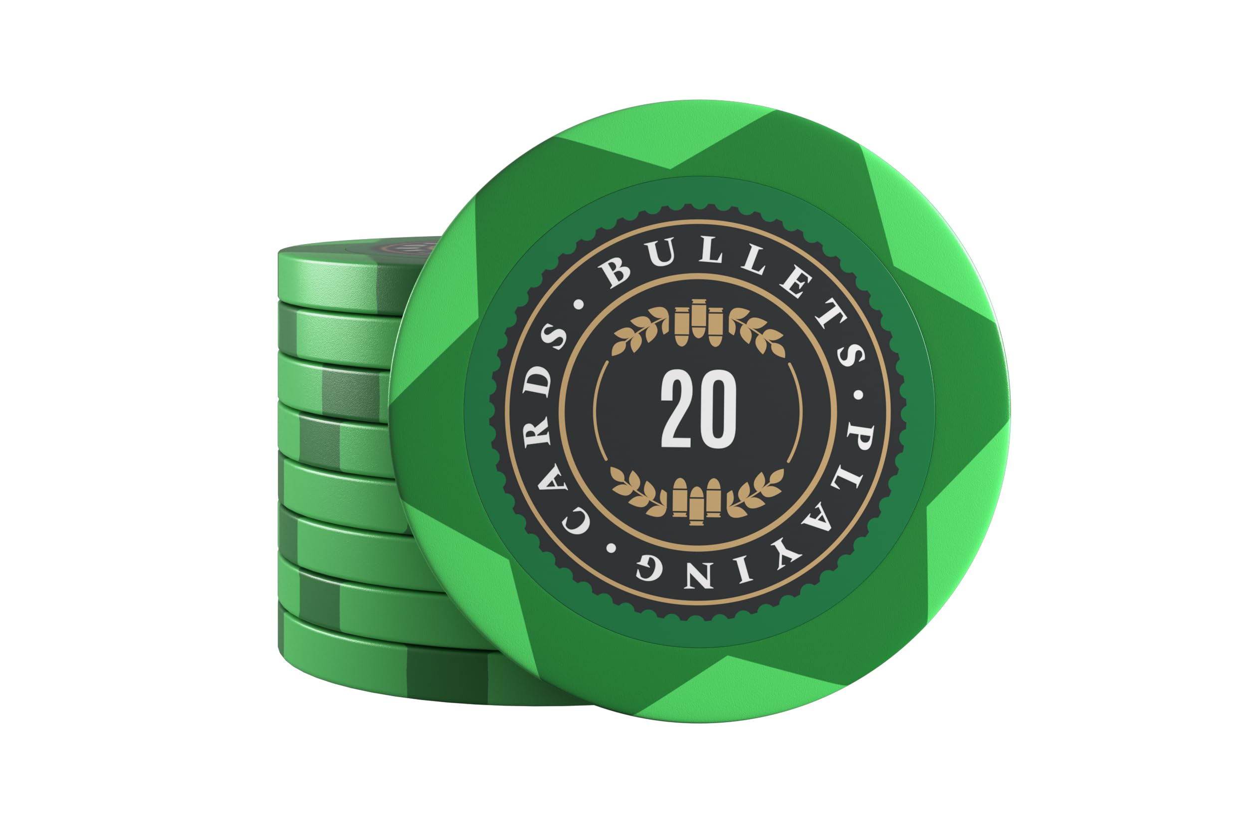 Bullets Playing Cards, 25 x Clay Poker Chips Adriana for Poker Set, Various Values, 4 cm Diameter, Weight 14 g (Pack of 20)