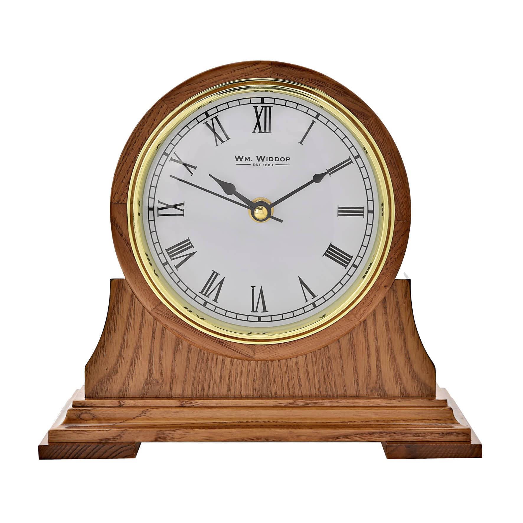 AWEHIRU Wm. Widdop Traditional Barrel Wooden Mantel Clock - Classic Desk Clock