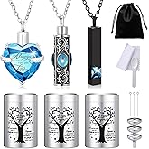 Liliaafar 6 Pcs Urn Necklace Small Keepsake Urns for Human Pet Ashes Engraved with Tree Pattern and I Am Always with You Text Waterproof Memorial Ashes Holder (Light Blue)