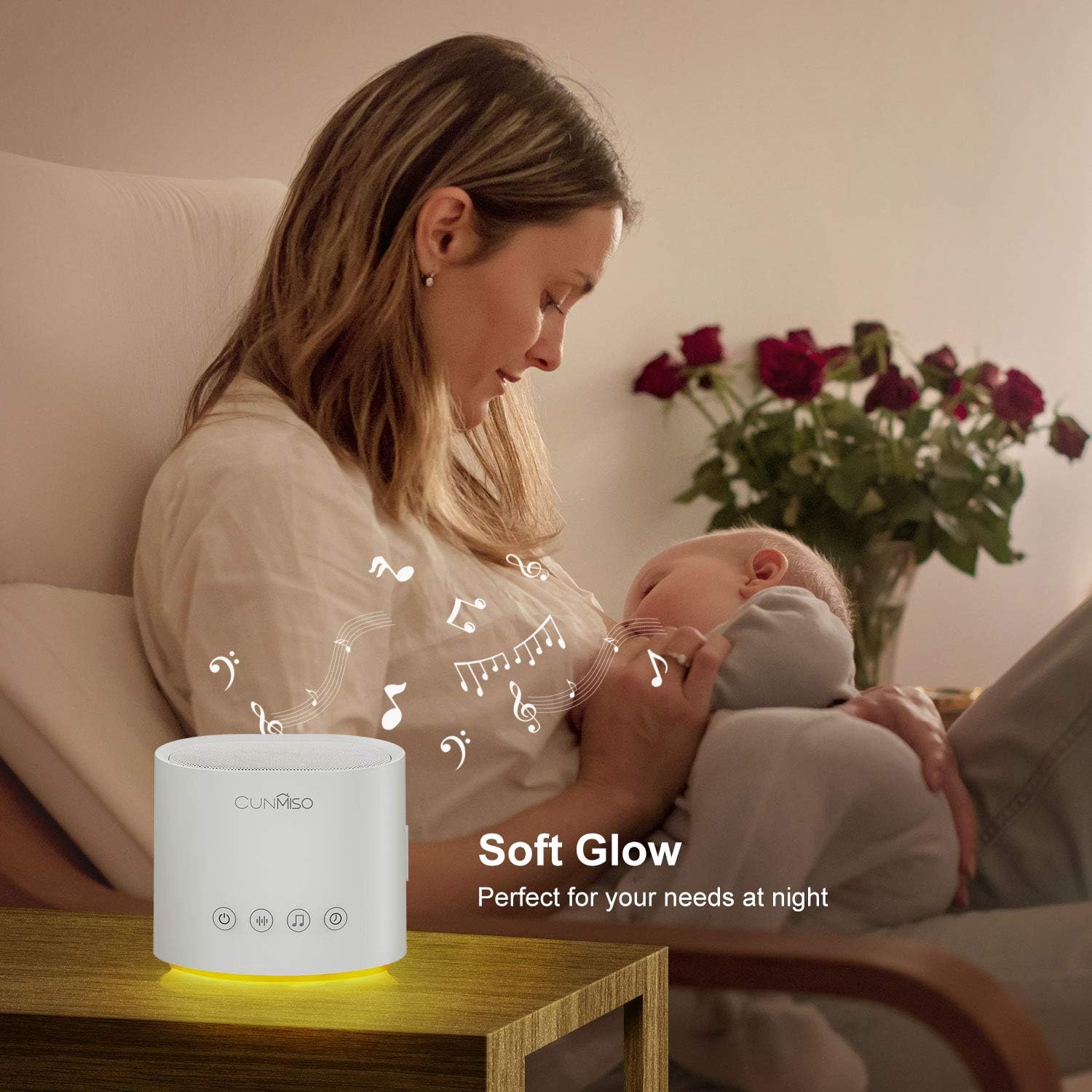 Cunmiso White Noise Machine with Colorful Night Light for Sleeping, 26 Hi-Fi Soothing Sounds with Timer & Memory Feature, Sound Machine for Baby, Kids, Adults, Portable Sleep Machine for Home, Office: Health & Personal Care
