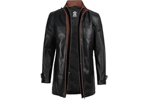 Decrum Real Leather Coat Men - Lambskin Classic Carcoat Style Leather Jacket Mens