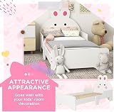 ZONEKIZ Rabbit-Themed Toddler Bed Frame for Kids 3-6 Years - White view 3