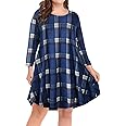 BELAROI Womens Fall Dresses 3/4 Sleeve Plus Size Casual Swing Loose Tunic Dress with Pockets