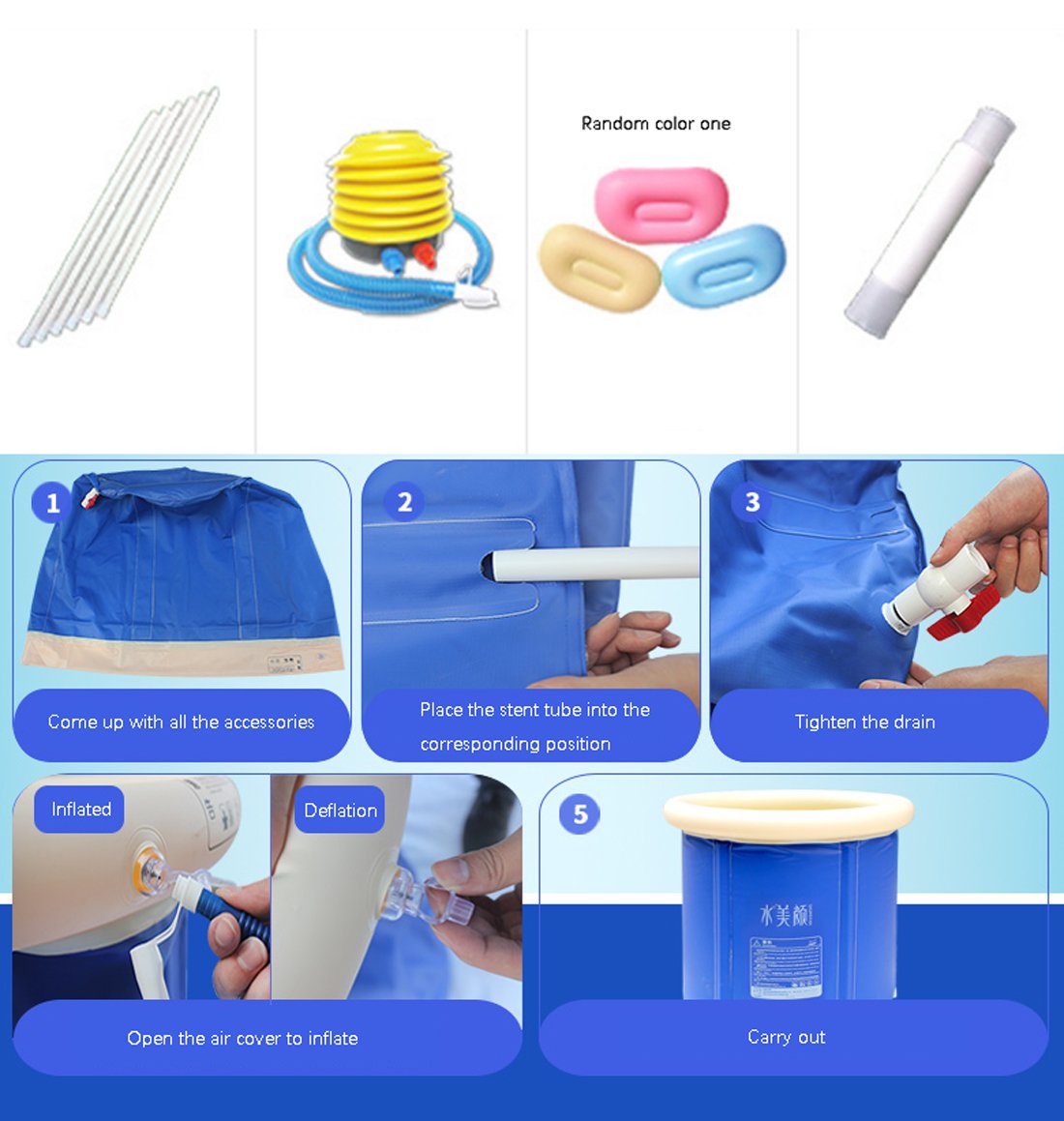 Plegable bañera de barril del baño de tina de baño de adultos inflable