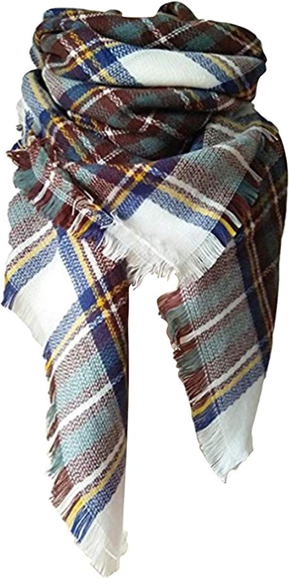 Womens Blanket Scarf Fashion Plaid Scarfs Warm Tartan Chunky Wrap Oversized Shawl Cape