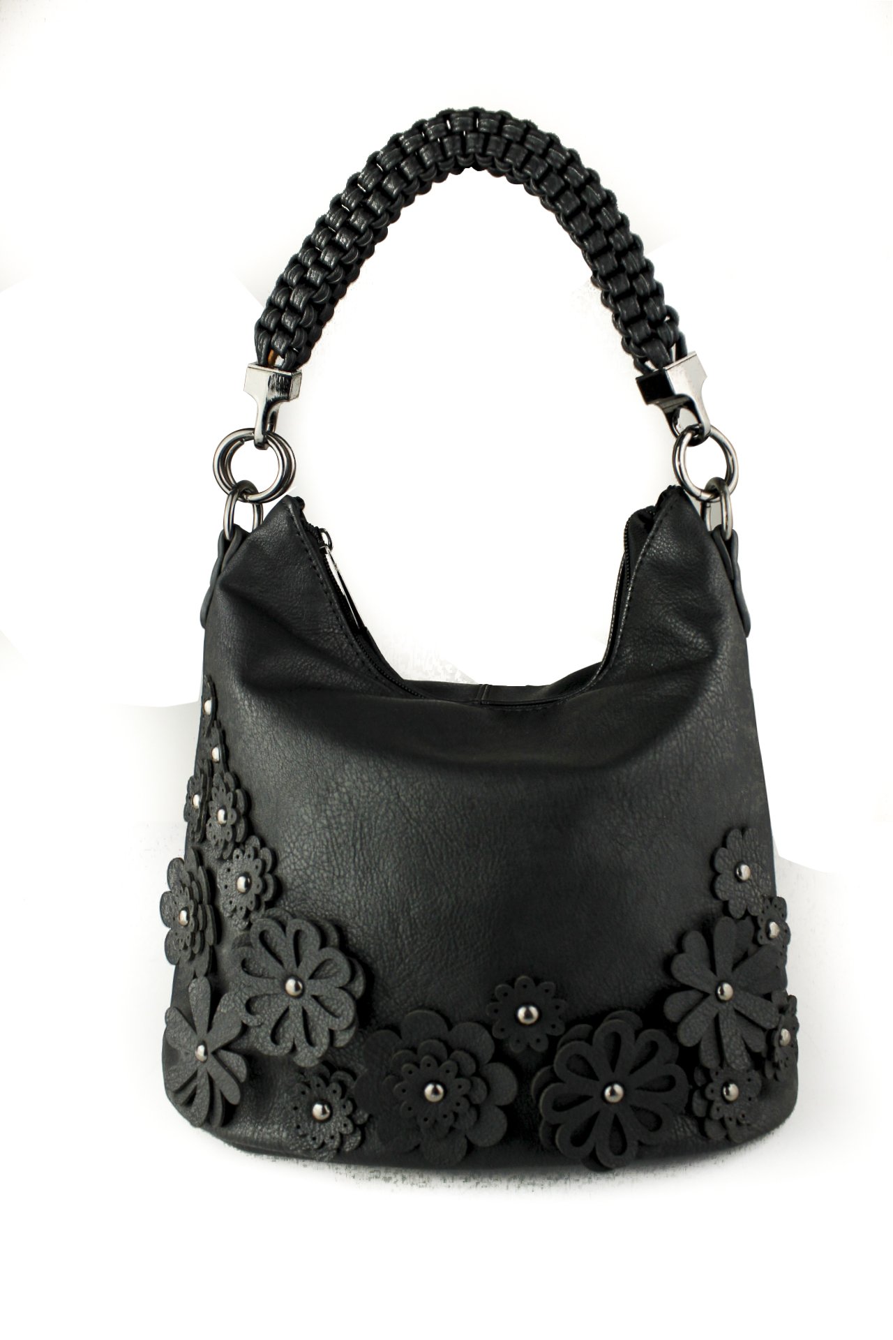 Redfox Womens Braided Handle Strap 3D Effect Floral Hobo Tote Bag/Shoulder Handbag