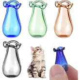 Ymapinc 4Pcs Tiny Cat Whisker Vase Holder, Green Blue Gray Brown | Glass Vase Miniature Decor Dollhouse Garden DIY Succulents, Cute Clear Decoration Jar