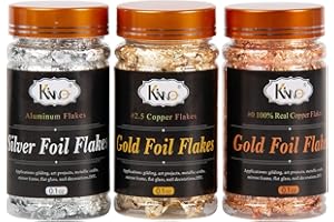 KINNO 9g Gold Leaf Flakes - Metal Gold Foil Flakes for Crafts and Arts, Nails, Gilding, Painting, Slime (3g/Bottle)