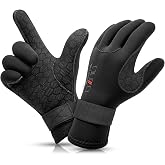 Skyone Neoprene Gloves Scuba Diving Gloves Men Women, 3MM 5MM Thermal Anti-Slip Flexible Wetsuit Dive Gloves with Adjustable Wrist Strap, Surf Gloves for Snorkeling Sailing