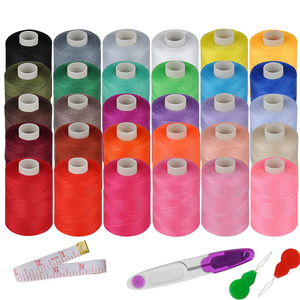 Sewing Threads Kits, 30 Colors 1000 Yards Per Spools, Polyester Sewing Thread for Hand and Machine Sewing