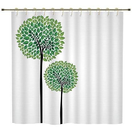 Amazon Com Iprint Shower Curtain Abstract Stylized Trees With