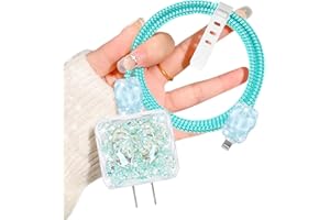 Luxury Cable Protector for Apple 18W/20W Charger Sparkle Luxury 3D Bow Tie Heart Design for Women Girls Clear Soft Data Cable