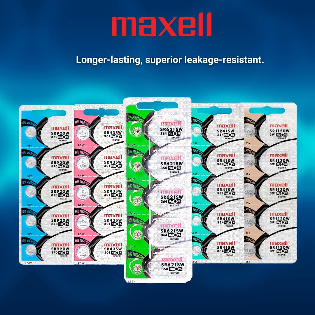 Maxell Watch Battery Button cell SR621SW SR-621SW 364 (Pack of 5)