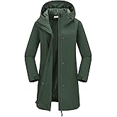 33,000ft Women's Waterproof Long Rain Coats with Mesh-Lind Breathable Rain Jacket with Hood Trench Coats Windbreaker