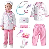 Lehoo Castle Doctor Costume for Kids, Doctor Dress Up and Play Set 8 PCS with Stethoscope, Role Play Costume for Toddlers 4-6