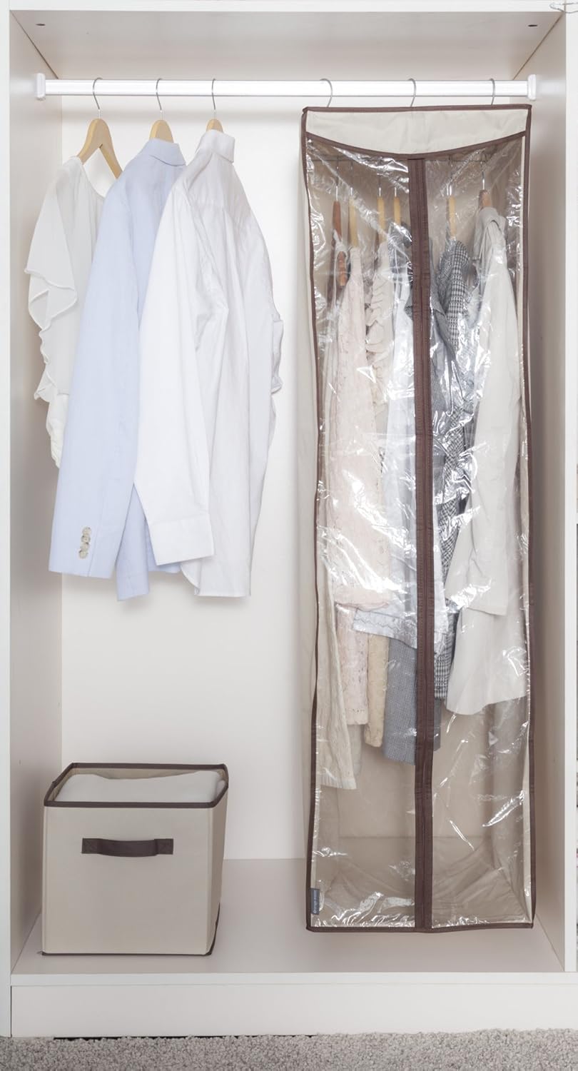 STORAGE MANIAC 2-Pack Hanging Garment Bag for Dresses, Suits, Uniforms, Zipper Cover with Clear Window: Furniture & Decor