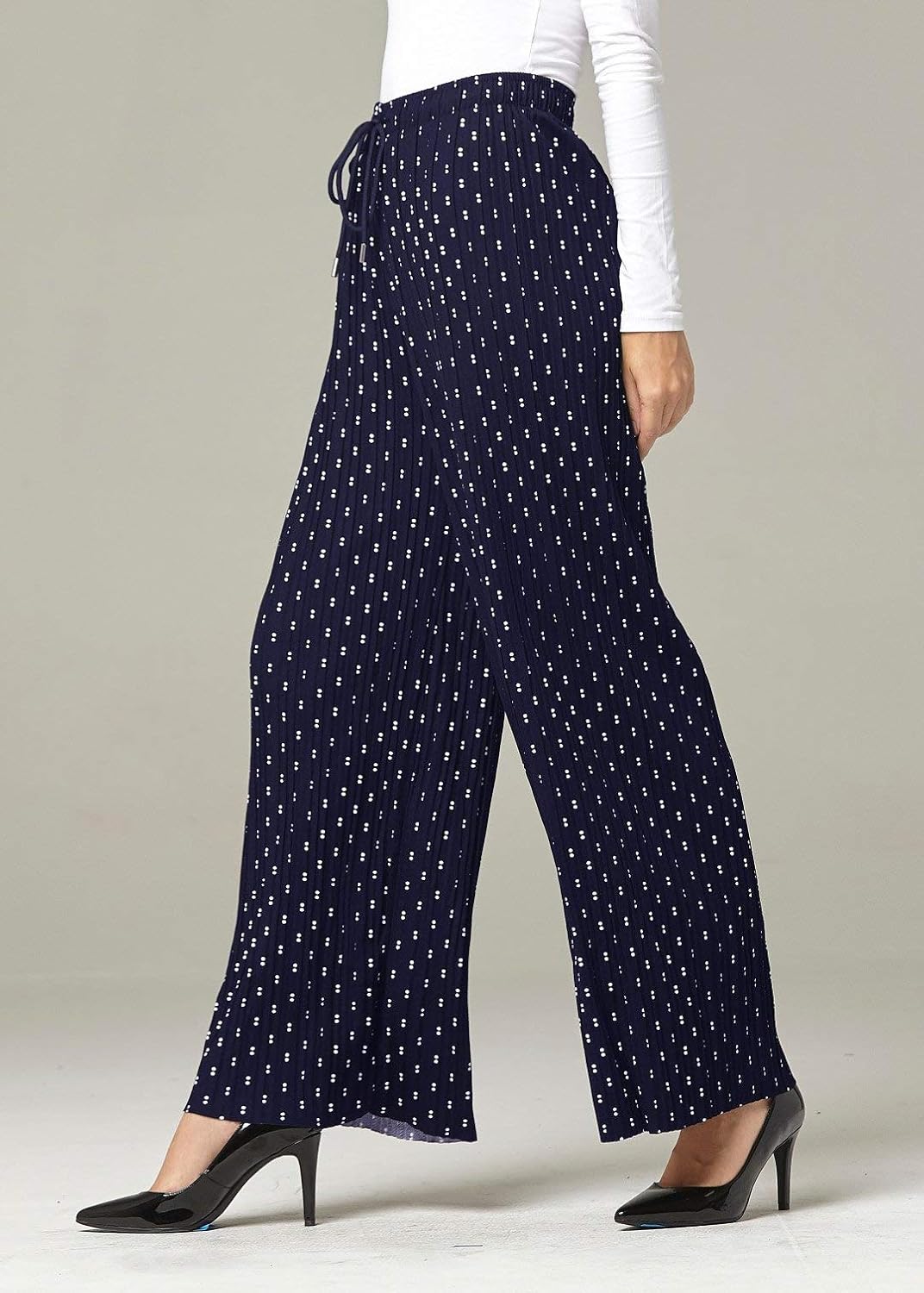 Regular and Plus Sizes Premium Stretch Palazzo Pants for Women High Waisted Micro Pleated