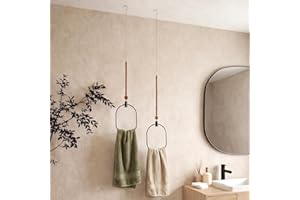 Maxdot 2 Pcs Ceiling Mounted Towel Rack Black Metal Design Vertical Towel Holder Rustic Hand Towels Ring Space Saving Towels 