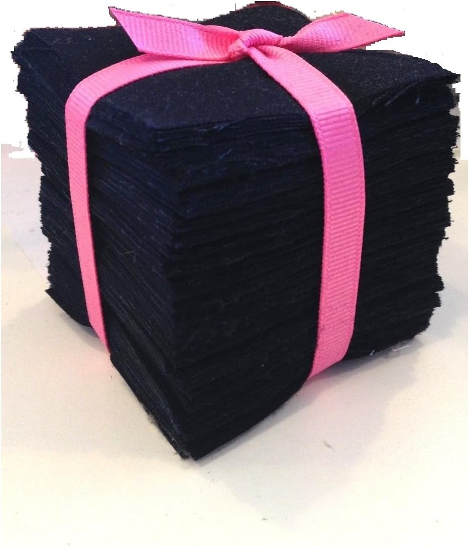 200 Piece Pure Black Solid precut Mini Charm Pack 2.5" Squares Quilt