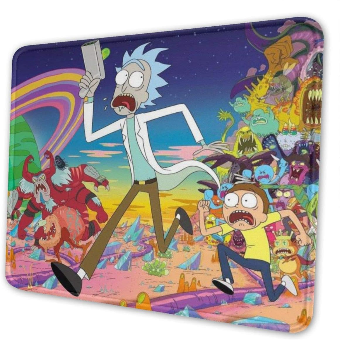Rick Morty Mouse Pad Mouse Mat with Stitched Edge Non-Slip Rubber Base Large Mouse Pads for Laptops Computers and PCs 12 X 10 X 0.12 Inches