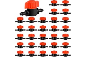TTioDri 30 Pack 1/4" Drip Irrigation Shut Off Valves, Drip Line Shut Off Switch Valve for 1/4 Inch Drip Irrigation Tubing Water Flow Control In-Line Valve for Garden Drip Systems