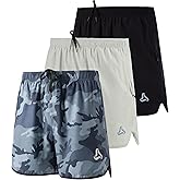 SILKWORLD Men's Running Stretch Quick Dry Shorts with Zipper Pockets(Pack of 2,3)