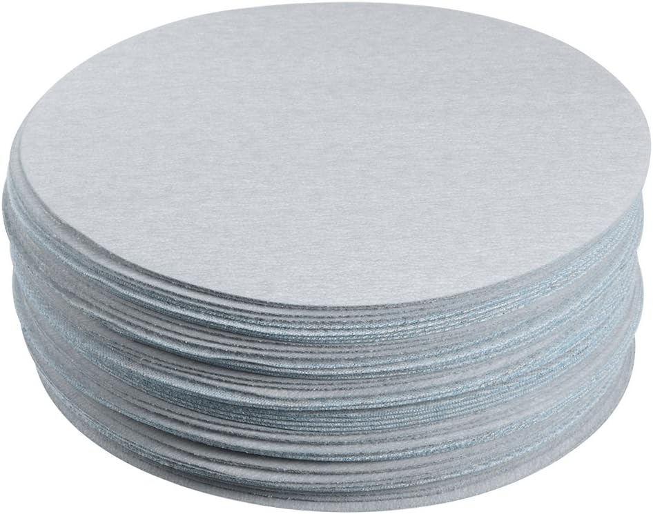 uxcell 50 Pcs 6-Inch Aluminum Oxide White Dry Hook and Loop Sanding Discs Flocking Sandpaper 600 Grit