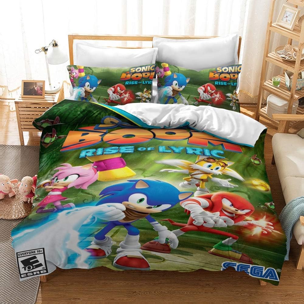 Sonic The Hedgehog Bedding Sets Duvet Cover Set 3 Piece 3D Threepiece
