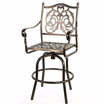 Amazon Com Pnpglobal Outdoor Cast Aluminum Swivel Bar Stool Patio