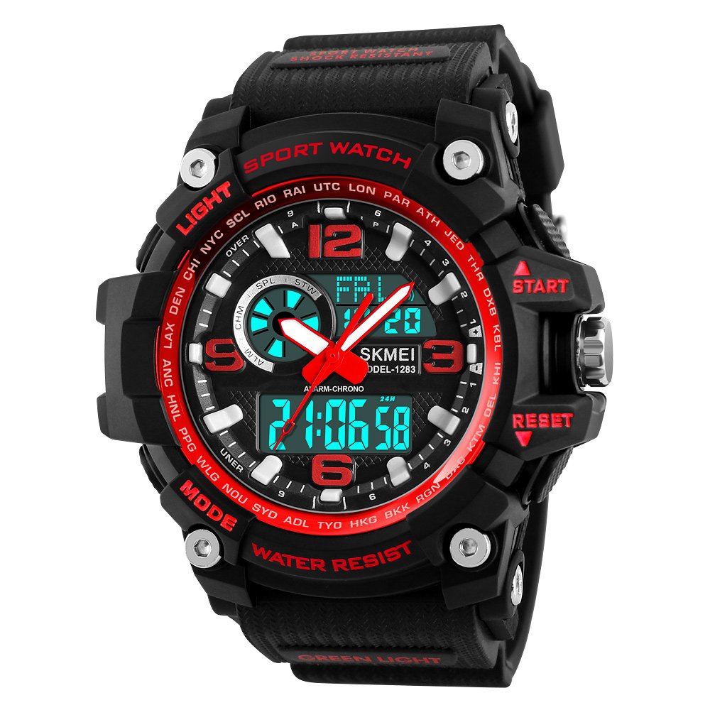 SKMEI Men's Digital Sports Watch, 50Ｍ Waterproof Military Watches LED Screen Large Face Stopwatch Alarm Wristwatch