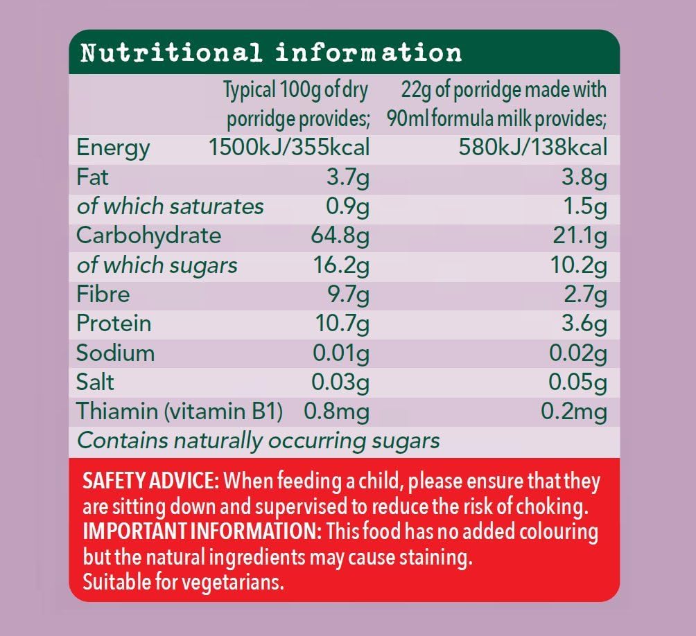 organix banana & plum porridge