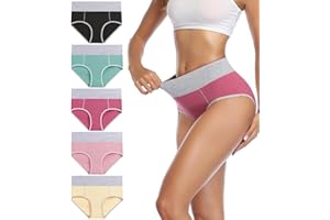 wirarpa Women's Cotton Underwear High Waist Stretch Briefs Soft Underpants Ladies Full Coverage Panties 5 Pack