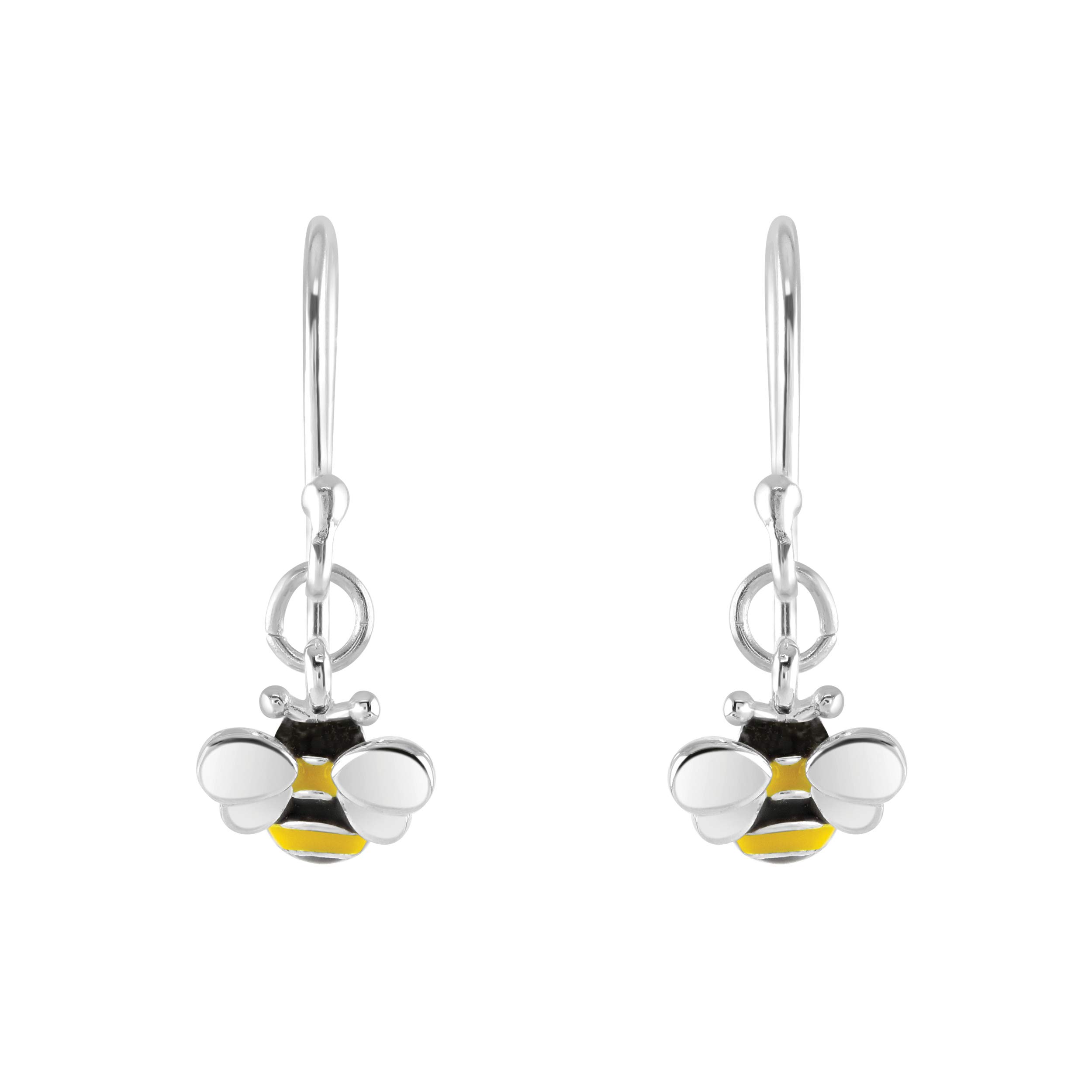 Dew Sterling Silver and Enamel Busy Bee Drop Earrings