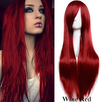 S Noilite 80cm 32 Women Long Straight Hair Wig Fashion Cosplay Anime Party Costume Dress Synthetic