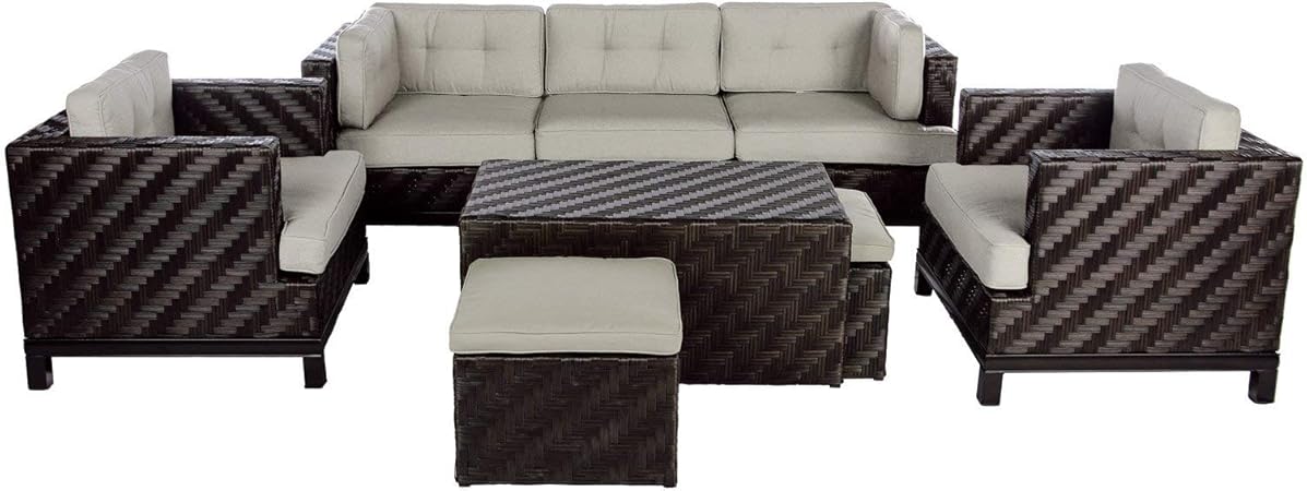 Amazon Com Ae Outdoor Rachel 8 Piece Patio Deep Seating Sofa Garden Outdoor
