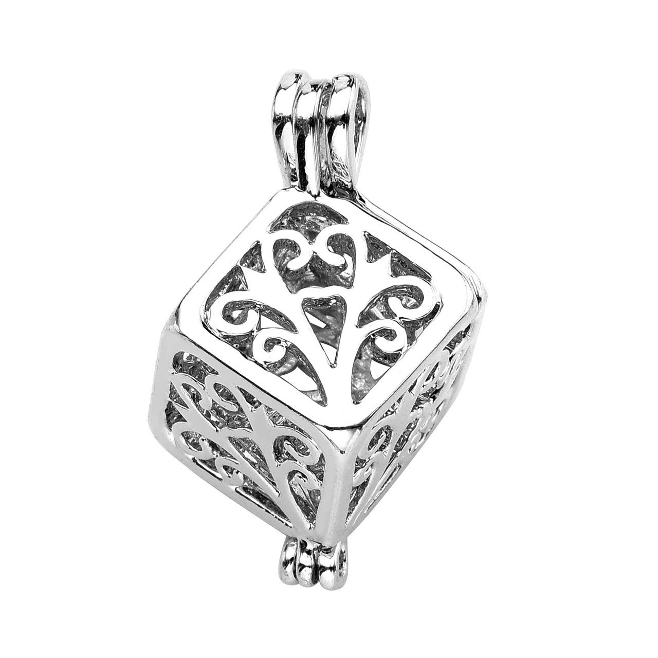 JOVIVI Schmuck Damen Engelsrufer Anhänger Medaillon Kette Hollow Blumen Quadra Käfig Locket Anhänger mit 20\