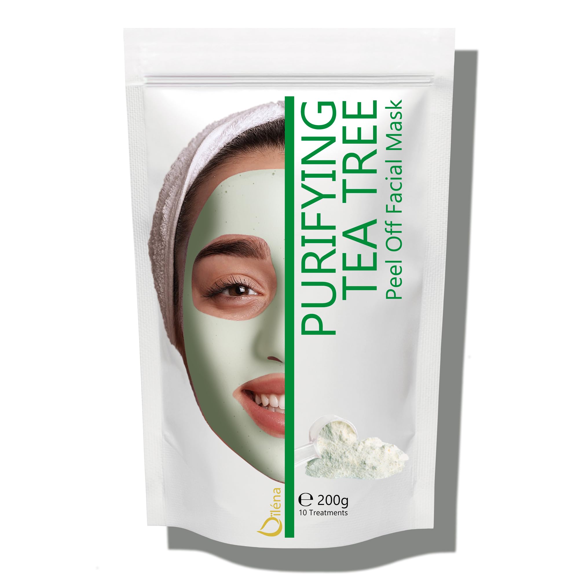 Oïléna - Alginate Peel-Off Moisturizing Powder Mask 200g | 100% Natural | Enhances Skin Elasticity | Anti Acne Tea Tree Mask | Easy DIY Facial Care