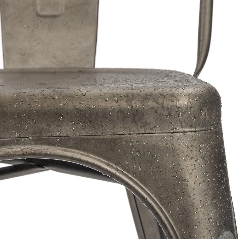 Furmax Metal Dining Chair Indoor-Outdoor Use Stackable Classic Trattoria Chair Chic Dining Bistro Cafe Side Metal Chairs Set of 4 (Gun): Home & Kitchen