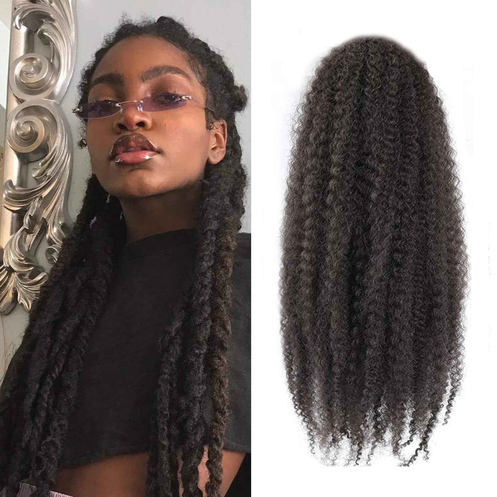 XIMENALU Marley Twist Braiding Hair Afro Kinky Curly Cuban Twist Hair Marley Twists Crochet Braids Synthetic Senegalese Twists Crochet Hair Extensions for Women (4#, 18inch/3packs)