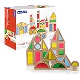 Guidecraft Jr. Rainbow Blocks: 40 Piece Set - Kids Learning & Educational Toys, Stacking Blocks
