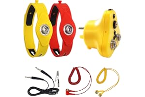 4 in 1, KooMall Ground Kit- 2 Wrist Straps, ESD Plug & 6ft Grounding Cord for Antistatic Mat & Electronic Device Static Control, Earth Bond Outlet Adapter for Silicone Anti Static Bracelet Wristband
