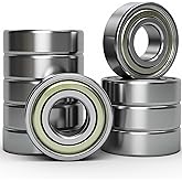 10 PCS 6204-ZZ Double Metal Seal Deep Groove Ball Bearings, Pre-Lubricated and Stable Performance and Cost Effective Bearings (6204 ZZ)