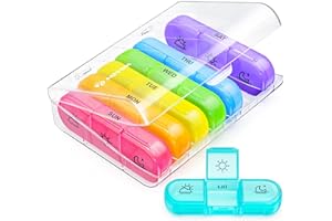 AUVON Weekly Pill Organizer 3 Times a Day, Large 7 Day Pill Box 3 Times a Day with Separate Container, Portable Pill Case for Medication, Vitamins, Fish Oil and Supplements