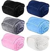 Peryiter 6 Pcs Fleece Throw Blanket Bulk 50'' x 60'' Cozy Throw Blankets for Homeless Women Men Sofa Plush Soft and Breathable Lightweight Blankets for Couch Bed Office Homes (Multi-Color)