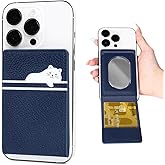 EIKTO for Magsafe Wallet, with Portable Cosmetic Mirror，Magnetic Wallet for iPhone, Magnetic Stand with Cartoon Pattern，Compatible for iPhone 16/15/14/13/12 Series，Black.
